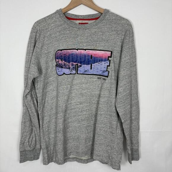 Supreme Gray Long Sleeve Mountain Logo t-Shirt - Picture 5 of 9
